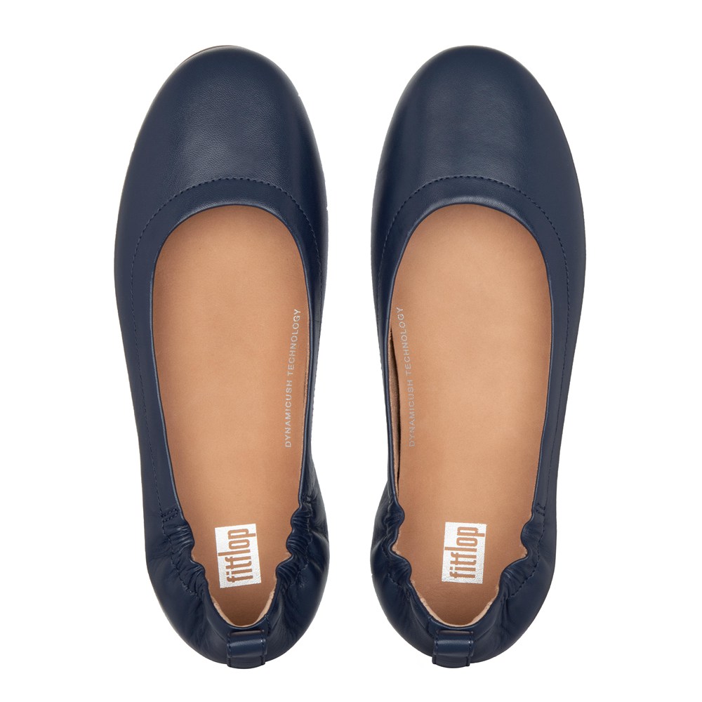 Fitflop Womens Ballet Flats - Allegro Soft Leather - Navy - 318-HTEQLJ